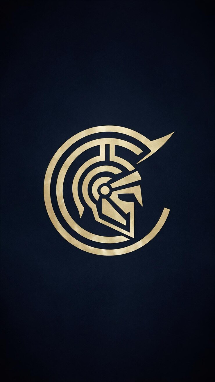 Foto abstracto icono del logotipo de la letra c diseño vectorial del signo del casco del gladiador