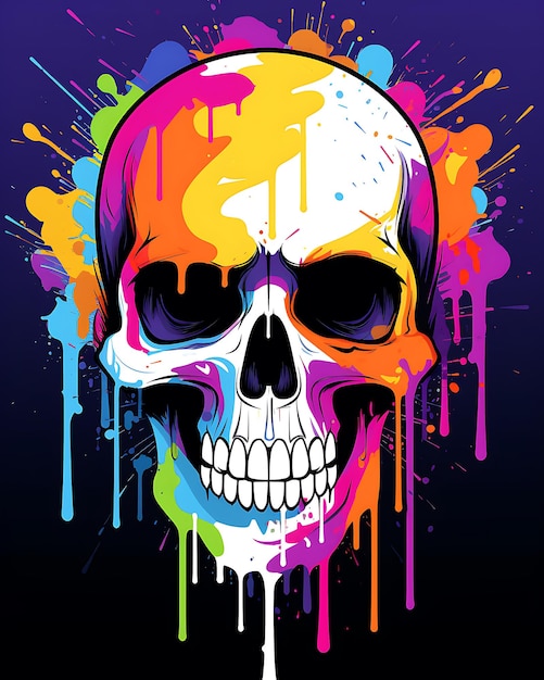 Foto abstracto ilustração de crânio colorido desenho de impressão de camiseta