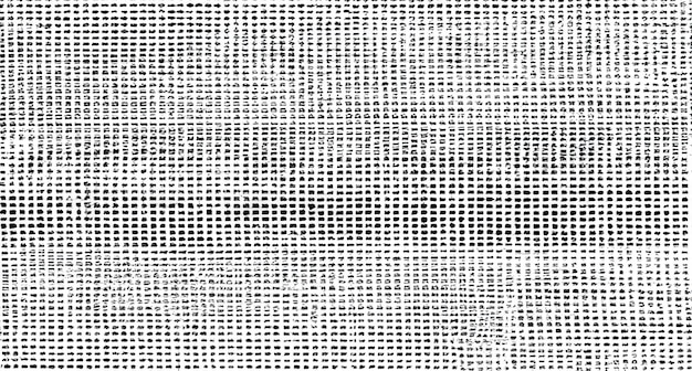 Abstracto Ilustración de medio tono Textura de tela de tejer angustiada con fondo grunge superposición negra en blanco