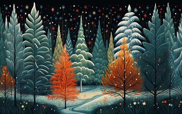 Foto abstracto de invierno de navidad con lápiz de ilustración de fondo