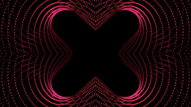 Abstracto lentamente girando formas de x formadas por linhas estreitas de néon desenho suavemente girando formas redondas