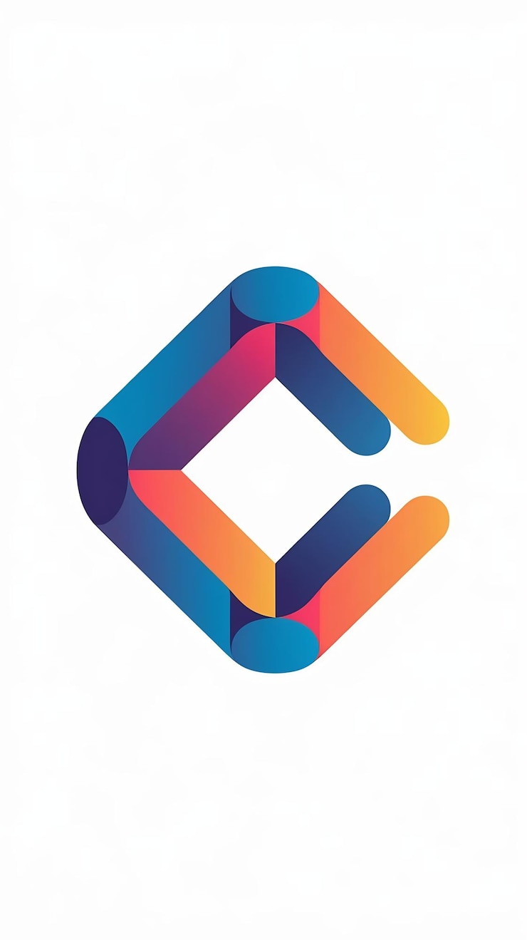 Foto abstracto de la letra c en el icono del logotipo del rombo fun logotipo de la compañía signo vecto