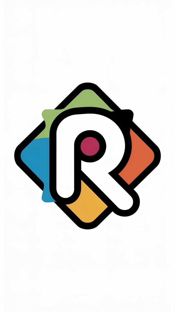 Foto abstracto la letra r en el icono del logotipo del rombo el signo del logotipo de la compañía fun vecto