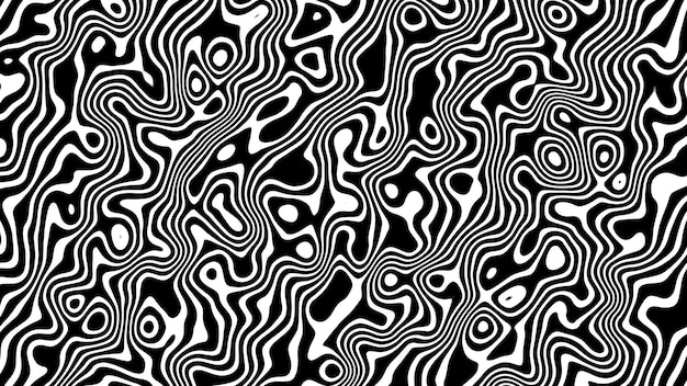 Abstracto de líneas onduladas en blanco y negro patrón ilusión óptica fondo animado