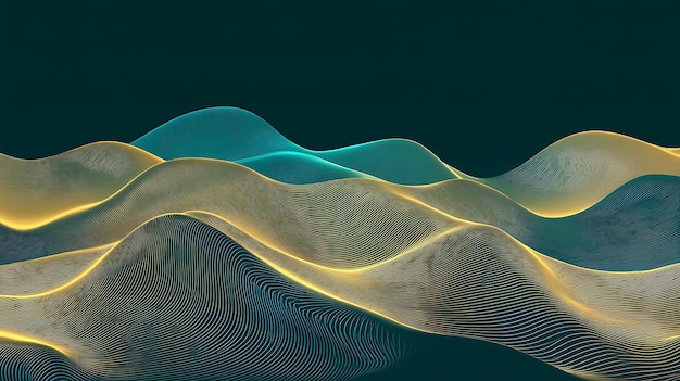 Abstracto Líneas onduladas en tonos azules y amarillos