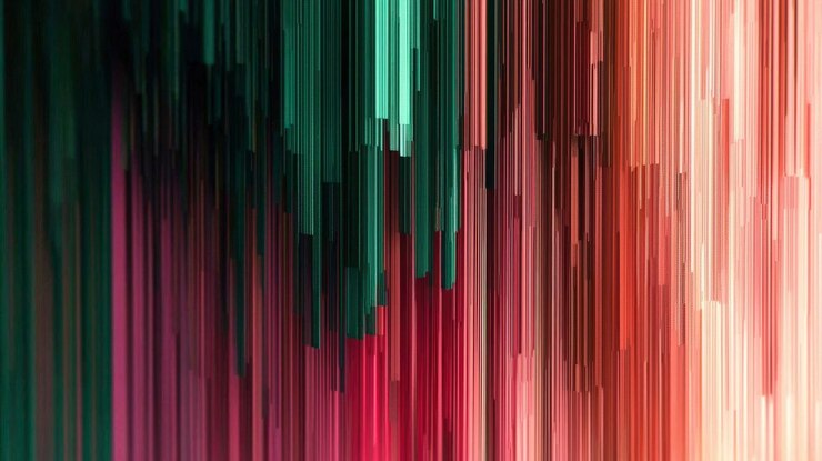 Foto abstracto líneas verticales de verde rojo y naranja