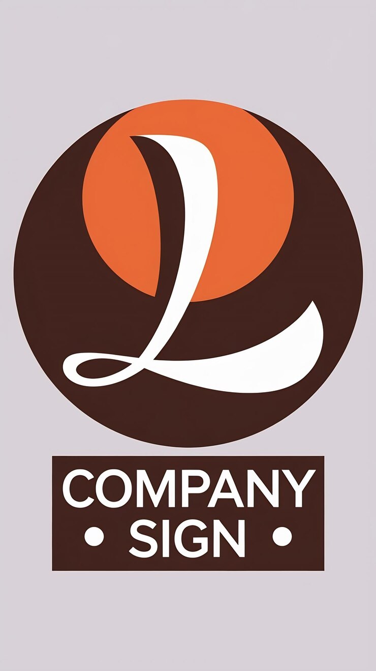 Foto abstracto logotipo de círculo naranja l letra signo de la empresa logotipo redondo ve