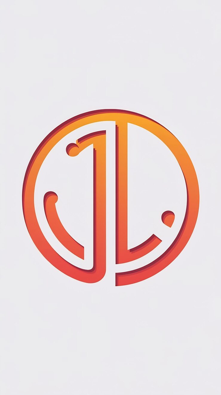 Foto abstracto logotipo de letra j forma de círculo sinal da empresa em camadas ícone redondo design vetorial de logotipo de moda