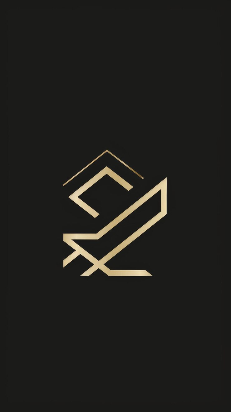 Foto abstracto logotipo dorado en fondo negro