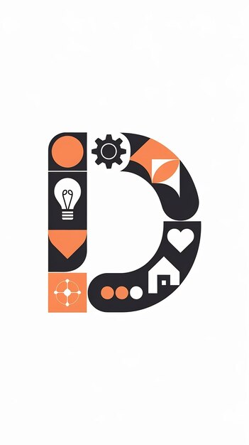 Abstracto Logotipo de la empresa de la letra D formas limpias objetos icono vector