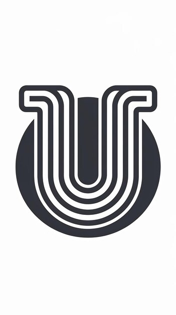 Abstracto Logotipo de la letra U forma de círculo signo de la compañía en capas icono redondo diseño vectorial de logotipo de moda