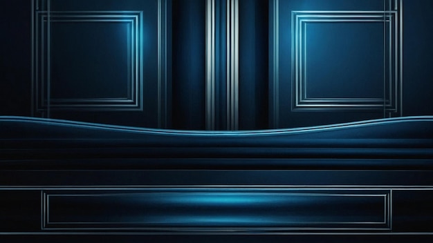 Abstracto luxo linhas brilhantes curvas sobrepostas em fundo azul escuro