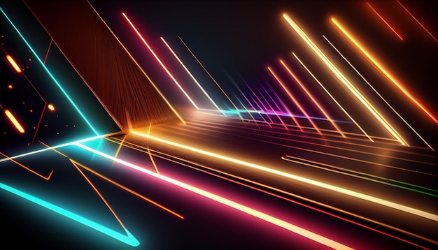 Abstracto luzes de néon fundo com raios laser