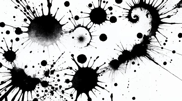 Abstracto Manchas de tinta negra sobre un fondo blanco