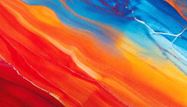 Abstracto mármol azul y naranja ondas textura arte fluido mármol fondo acrílico