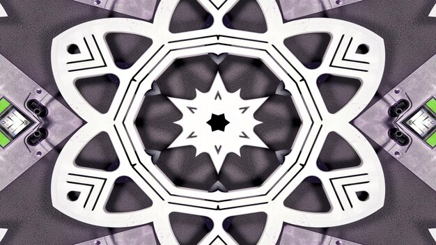 Abstracto Metálico Concepto industrial y tecnológico Patrón simétrico Ornamental Decorativo Kaleidoscopio Movimiento Círculo geométrico y formas estelares