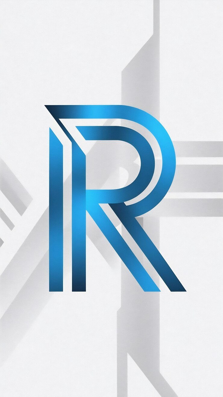 Foto abstracto minimalista r letra icono diseño vectorial de letrero de la compañía