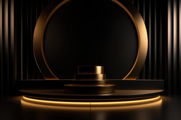 Abstracto mínimo moderno de lujo de oro y negro podio para la colocación de productos copia de espacio de maqueta
