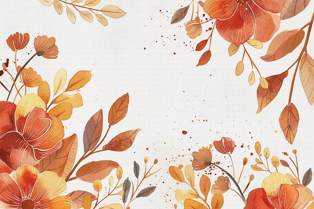 Abstracto moda fundo parede aquarela pintura plantas flores folhas elementos dourados