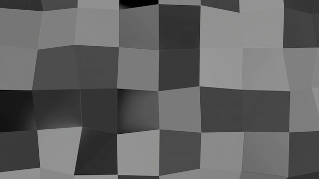 Abstracto monocromático movimiento de pared de cuadrados diseño de filas blancas y negras de cuadrados conectados