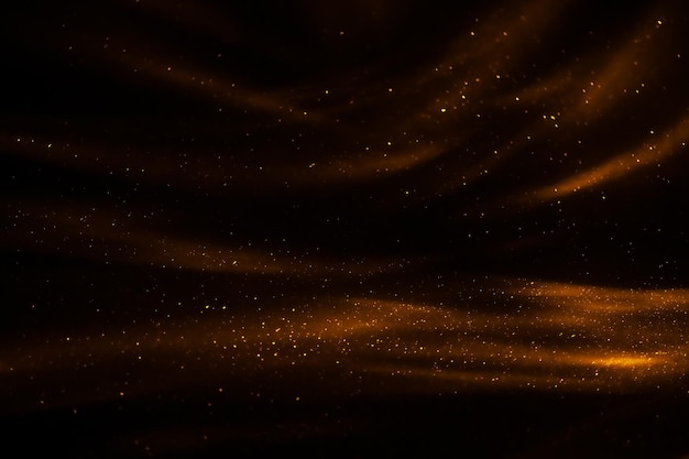 Abstracto naranja dorado cámara de velocidad fondo de movimiento sobre luces brillantes con estrellas brillantes