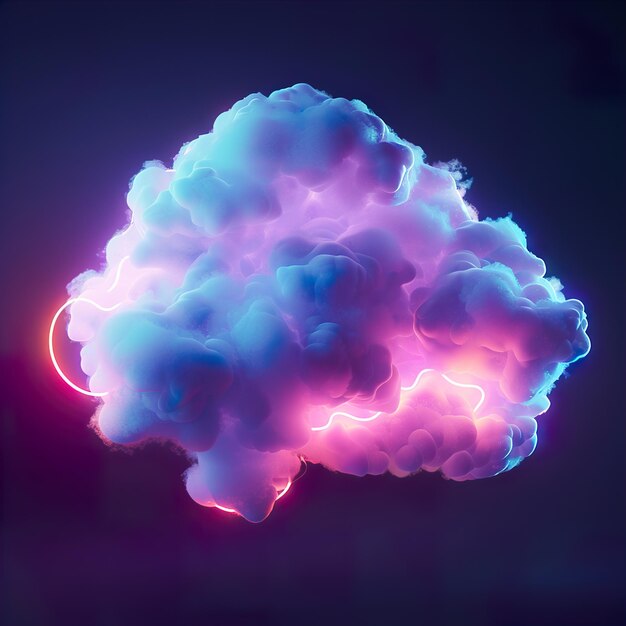 Foto abstracto nube 3d iluminada con luz de neón fantasía brillante fondo de humo lindo tridimensional ia generativa por salma espacio de copia no texto iw 2 v 6 id de trabajo 9258c44fa778411e96e703c6f032352a