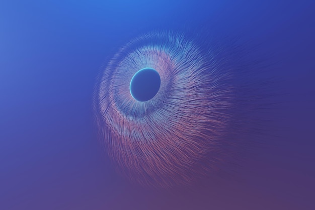 Abstracto ojo Movimiento céntrico de los rastros estelares Líneas o rayos dinámicos de estallidos estelares Ilustración en 3D