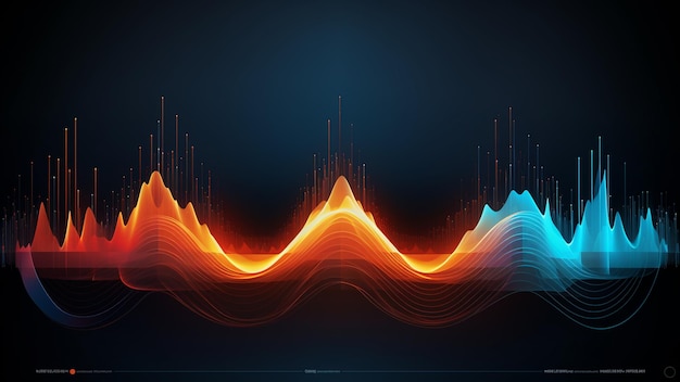 Abstracto Onda de sonido Marco redondo Fondo Música dinámica Líneas onduladas Flujo Equalizador digital