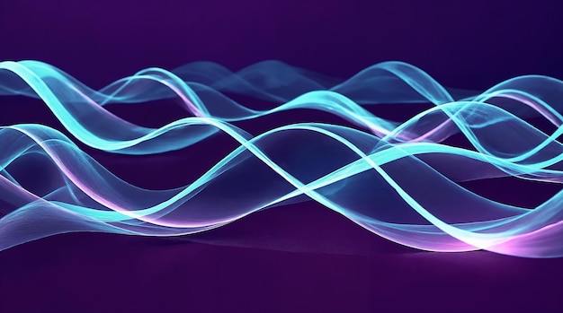 Abstracto Ondas brillantes en tonos púrpura y azul