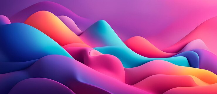 Abstracto Ondas de Neón Fondo Arte digital colorido Arte de pared de diseño moderno minimalista suave