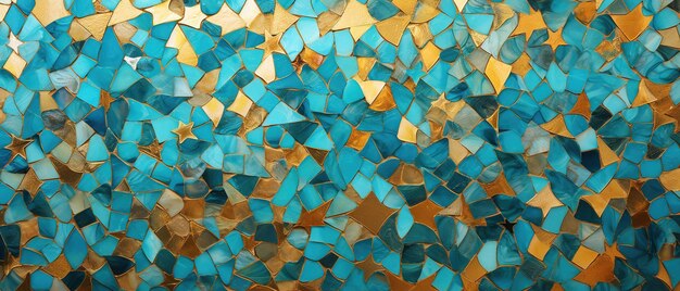 Abstracto de oro turquesa mosaico teja de pared textura de fondo ilustración arabesco marroquí marrakech