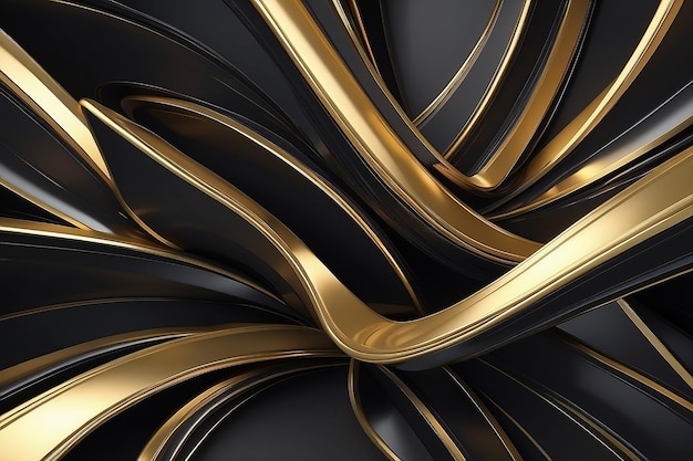 Abstracto ouro e fundo preto renderização 3D ilustração 3D