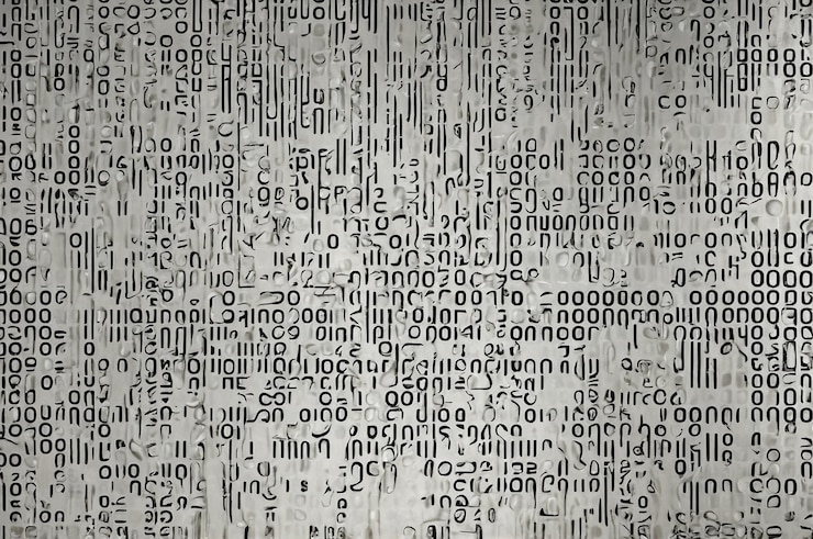 Foto abstracto papel de pared de código binario blanco para la ciberseguridad