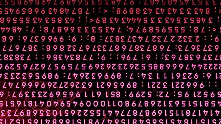 Foto abstracto parpadeando y cambiando números con puntos conectados y líneas en el plexo de movimiento de fondo