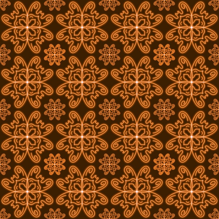 Abstracto patrón sin costuras línea de flores florales naranja