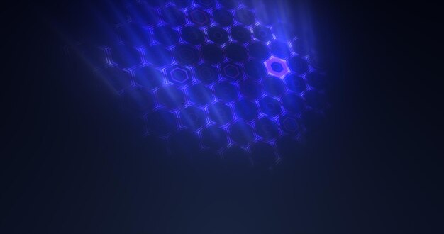 Foto abstracto patrón de fondo azul de hexágonos brillantes energía digital futurista mágico brillante