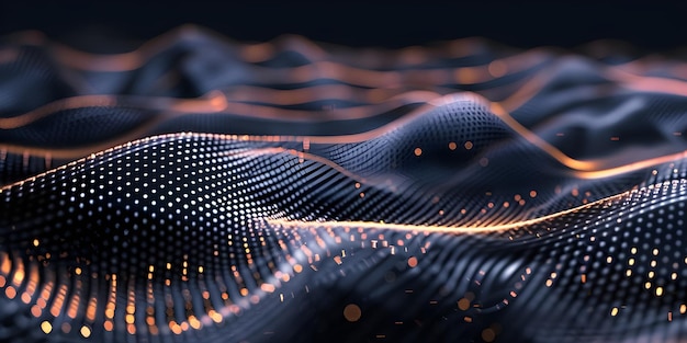 Abstracto Patrón de onda digital en fondo negro Fondo negro dinámico Generado por IA futurista