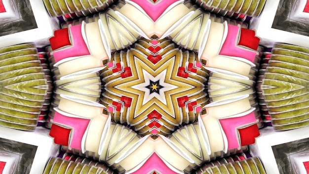 Abstracto Patrón simétrico colorido Ornamental Decorativo Kaleidoscopio Movimiento Círculo geométrico y formas de estrellas