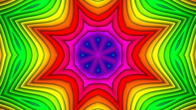 Abstracto Patrón simétrico colorido Ornamental Decorativo Kaleidoscopio Movimiento Círculo geométrico y formas de estrellas