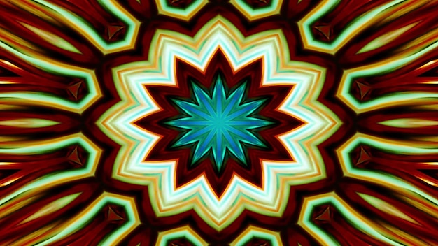 Abstracto Patrón simétrico colorido Ornamental Decorativo Kaleidoscopio Movimiento Círculo geométrico y formas de estrellas