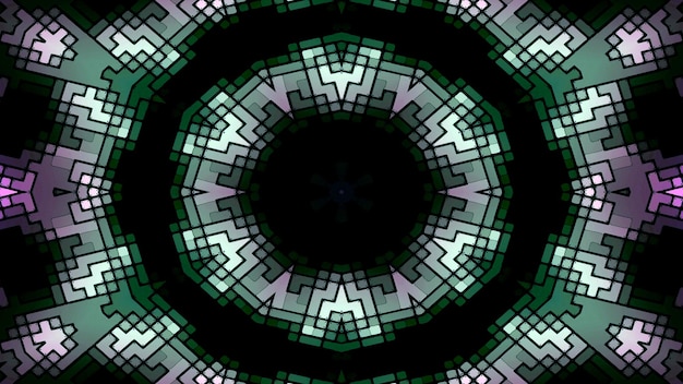 Abstracto Patrón simétrico hipnótico colorido Ornamental Decorativo Kaleidoscopio Movimiento Círculo geométrico y formas de estrellas