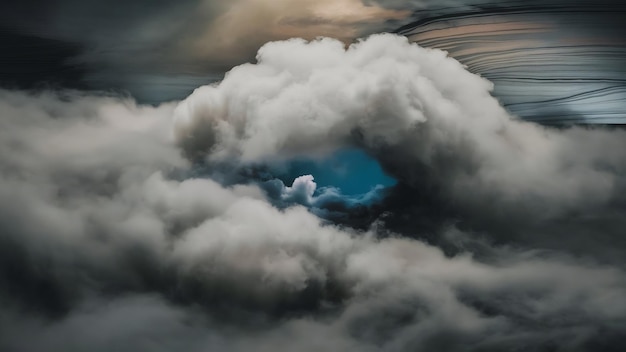 Foto abstracto pesada nuvem branca de névoa com azuis na escuridão