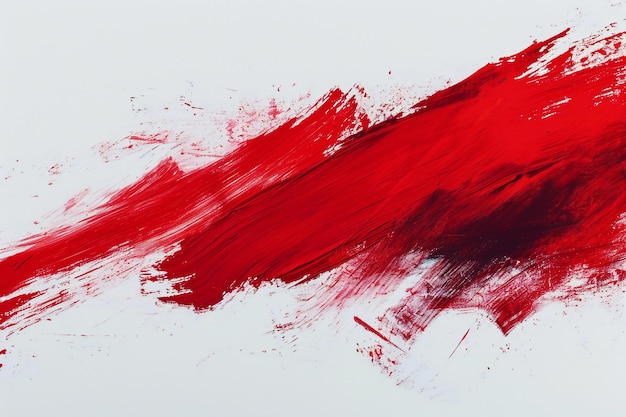 Foto abstracto pinturas de pincel vermelho em fundo de papel branco em close-up