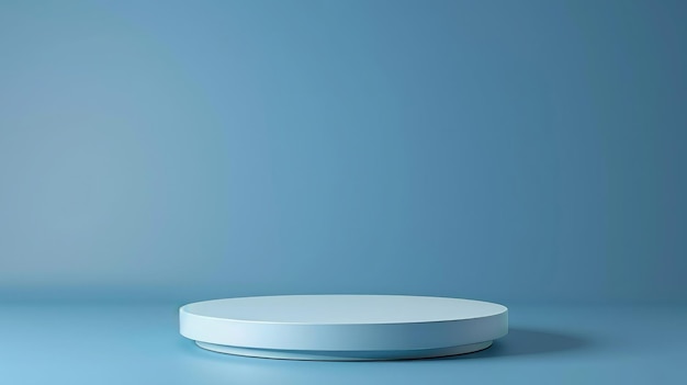 Abstracto pódio branco vazio em fundo azul Mock up stand para apresentação de produto Conceito mínimo Modelo publicitário
