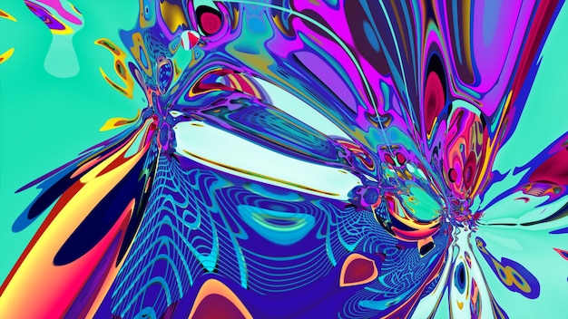 Abstracto psicodélico fluido colorido y fondo fractal líquido