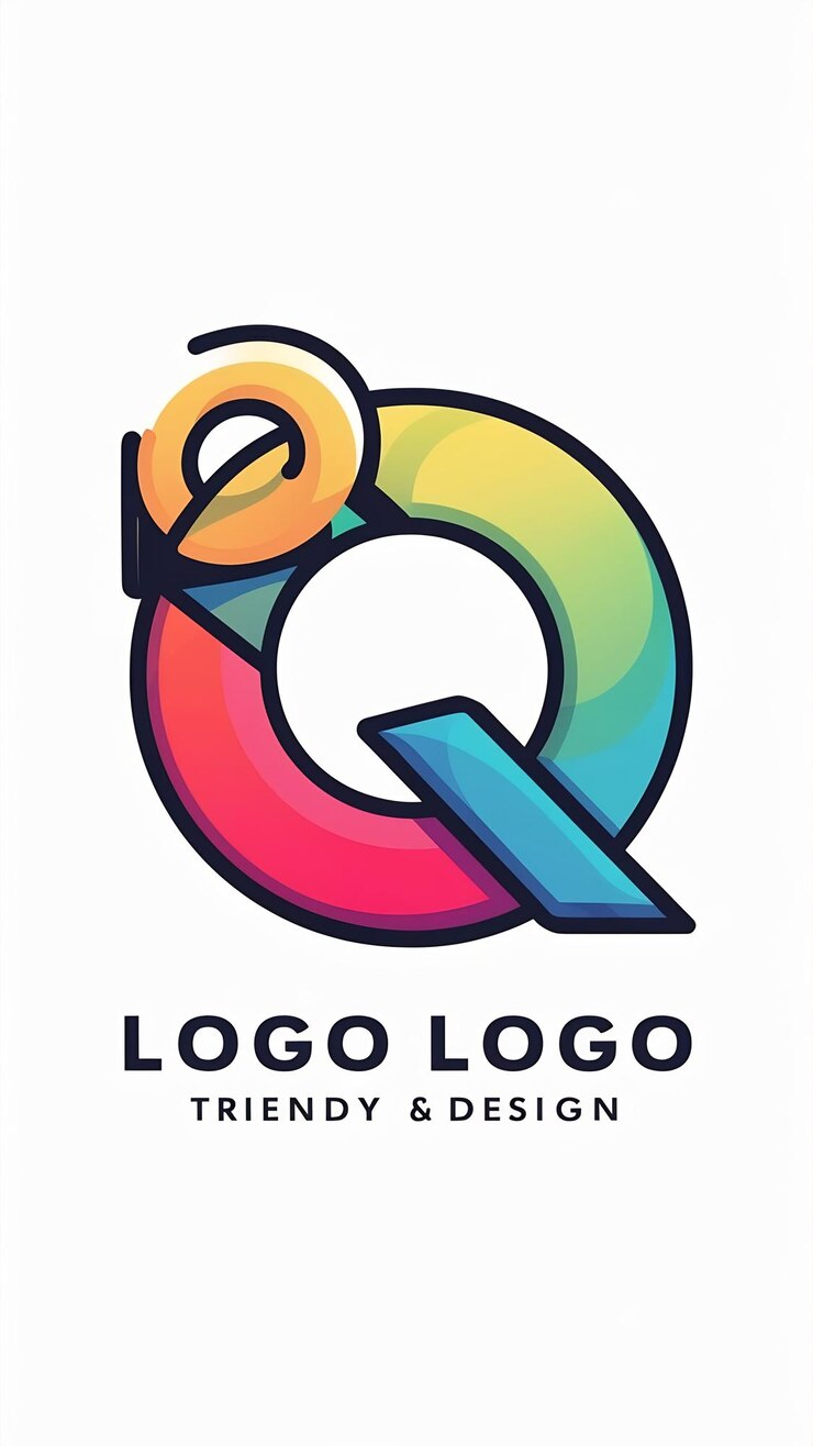 Foto abstracto q letra logotipo forma de círculo sinal da empresa em camadas ícone redondo design vetorial de logotipo de tendência
