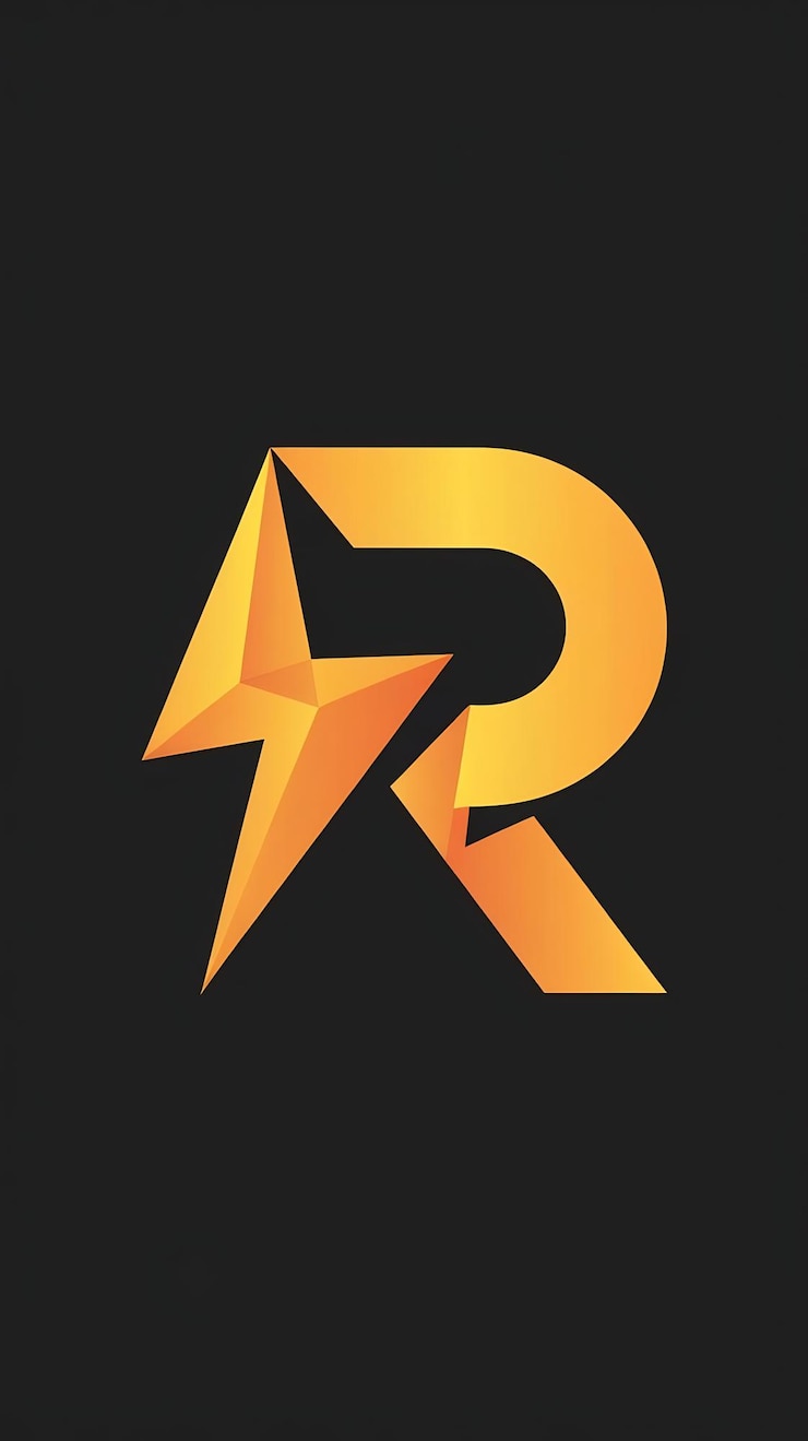 Foto abstracto r letra relámpago señal logotipo de la compañía diseño vectorial de íconos