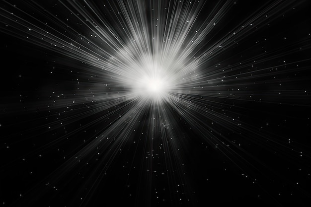 Abstracto Rayos de luz en fondo negro hermoso resplandor brillante con estrellas blancas