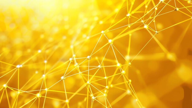 Abstracto de red Fondo dorado con puntos y líneas de conexión que simbolizan datos tecnológicos