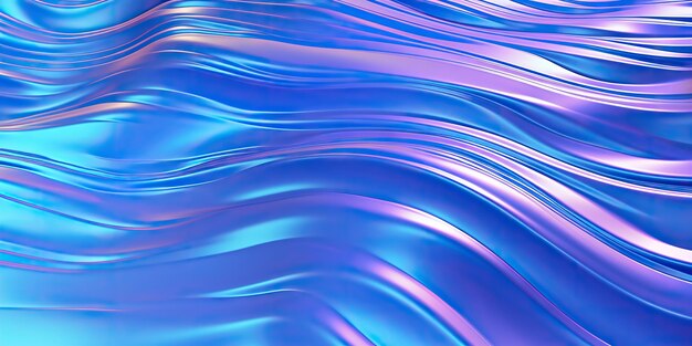 Foto abstracto renderizado en 3d gradiente cromado holográfico ondas de agua gradiente iridescente arte digital